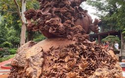Choáng ngợp với bình hồ lô bằng gỗ, nặng 6 tấn độc nhất Việt Nam